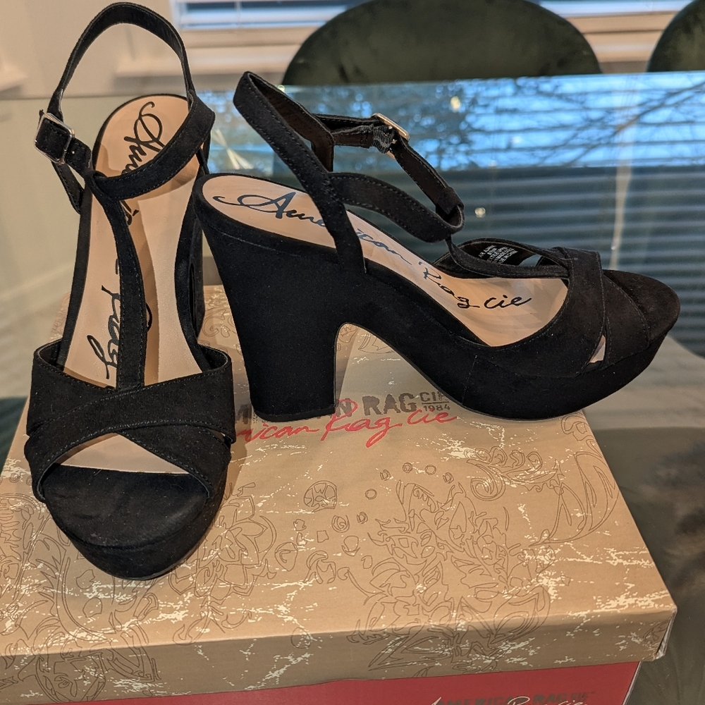 American Rag Black Strappy Heels